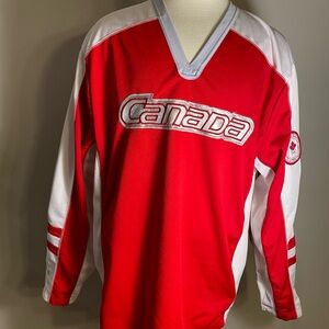Red and White Canada Hockey Jersey XL